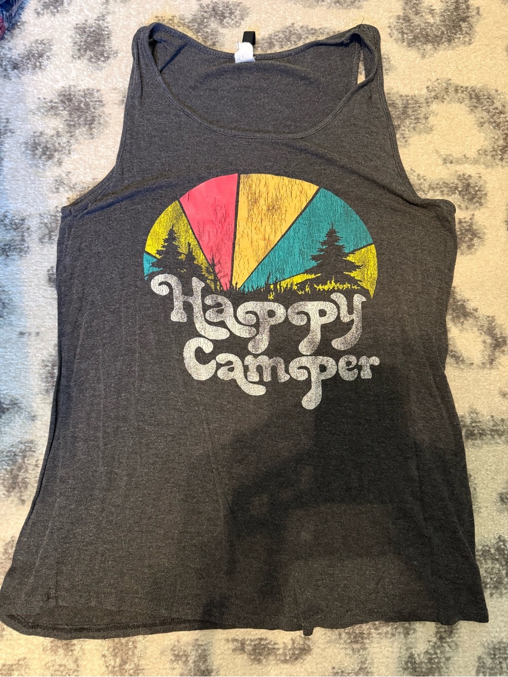 Women's Charcoal 'Happy Camper' Graphic Tank Top